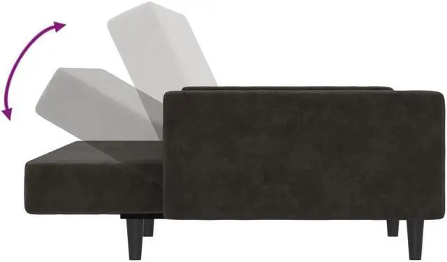 Alt view image 7 of 7 - vidaXL 2-Seater Sofa Bed Accent Upholstered Loveseat Couch Dark Gray Velvet