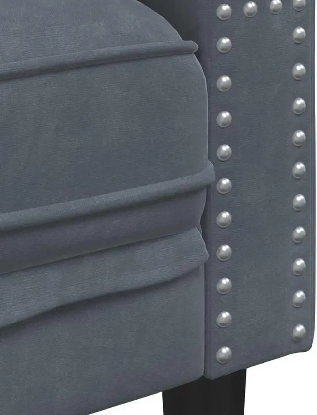 Alt view image 6 of 6 - vidaXL Chesterfield Sofa Set with Bolsters Settee 3 Piece Dark Gray Velvet