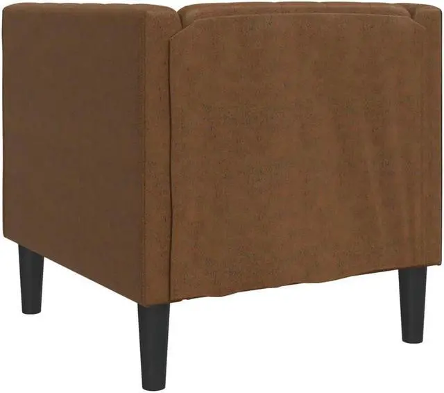 Alt view image 5 of 6 - vidaXL Chesterfield Sofa Chair Upholstered Couch Brown Faux Suede Leather