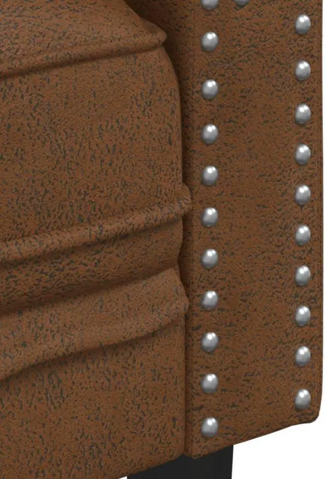 Alt view image 6 of 6 - vidaXL Chesterfield Sofa Chair Upholstered Couch Brown Faux Suede Leather