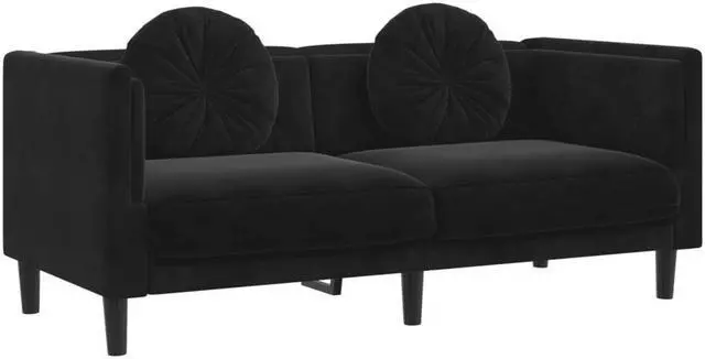 Alt view image 3 of 7 - vidaXL Sofa with Cushions 2-Seater Upholstered Couch Loveseat Black Velvet