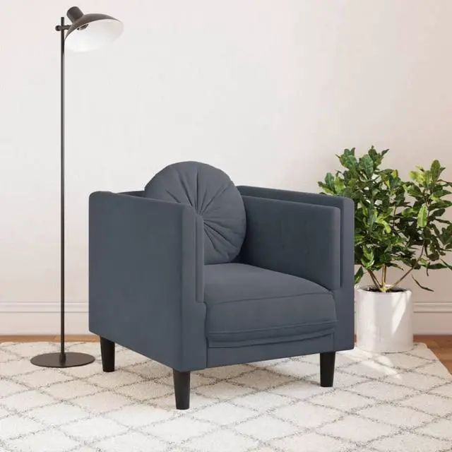 Alt view image 2 of 7 - vidaXL Sofa Chair with Cushion Upholstered Armchair Living Room Dark Gray Velvet