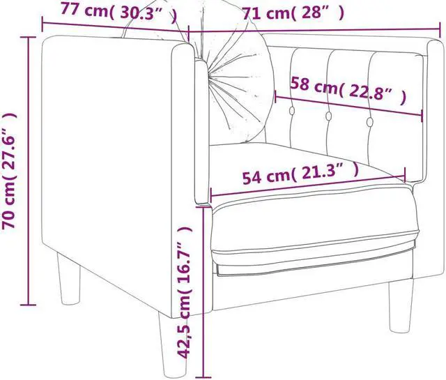 Alt view image 4 of 7 - vidaXL Sofa Chair with Cushion Upholstered Armchair Living Room Dark Gray Velvet