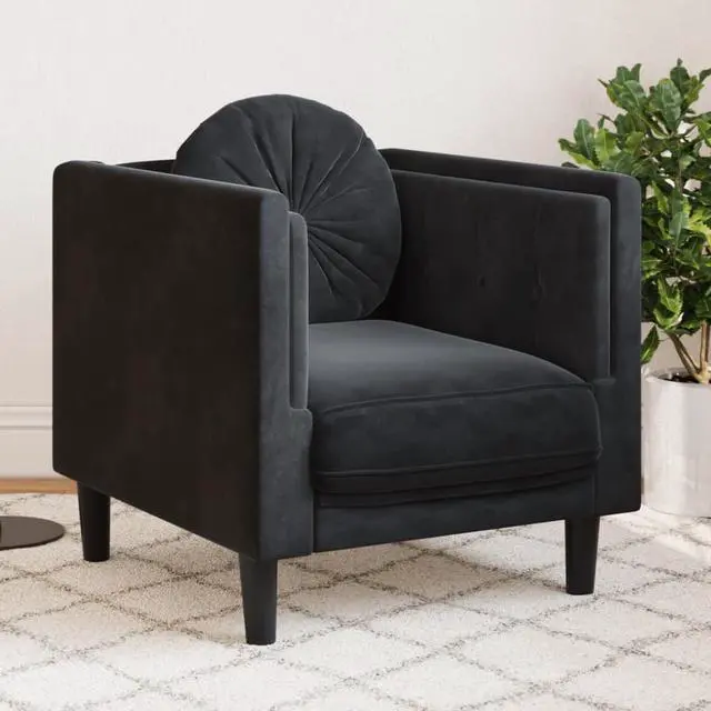 Main image of vidaXL Sofa Chair with Cushion Upholstered Armchair Living Room Black Velvet