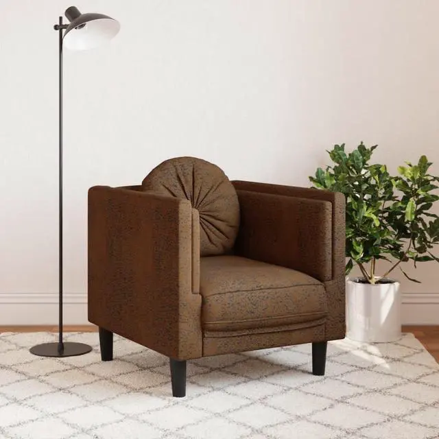 Alt view image 2 of 7 - vidaXL Sofa Chair with Cushion Armchair Living Room Brown Faux Suede Leather