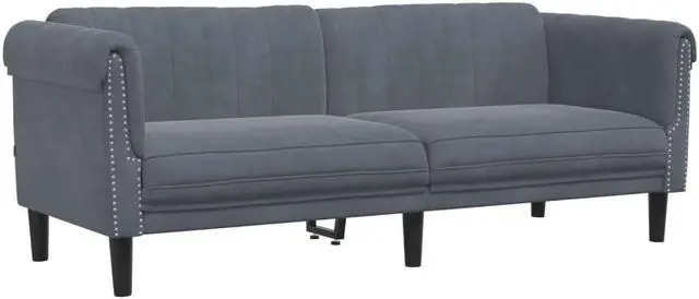 Alt view image 3 of 7 - vidaXL Sofa 3-Seater Upholstered Couch Settee Living Room Dark Gray Velvet