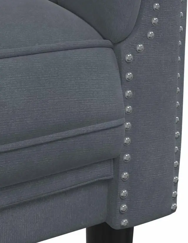 Alt view image 6 of 7 - vidaXL Sofa 3-Seater Upholstered Couch Settee Living Room Dark Gray Velvet
