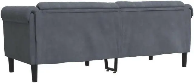 Alt view image 5 of 7 - vidaXL Sofa 3-Seater Upholstered Couch Settee Living Room Dark Gray Velvet