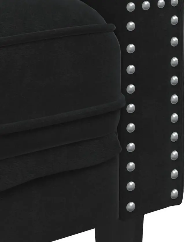 Alt view image 6 of 6 - vidaXL Chesterfield Sofa Chair Leisure Armchair Upholstered Couch Black Velvet