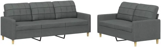 Alt view image 2 of 5 - vidaXL Sofa Set with Cushions Sectional Sofa Couch 2 Piece Dark Gray Fabric