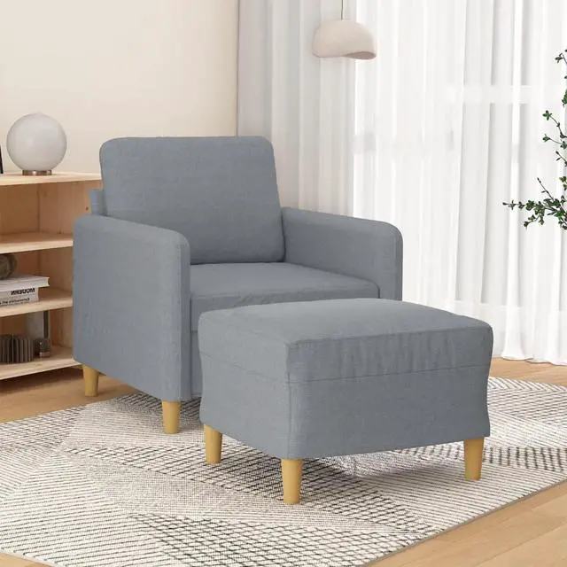 Main image of vidaXL Sofa Chair Accent Single Sofa Chair with Footstool Light Gray Fabric