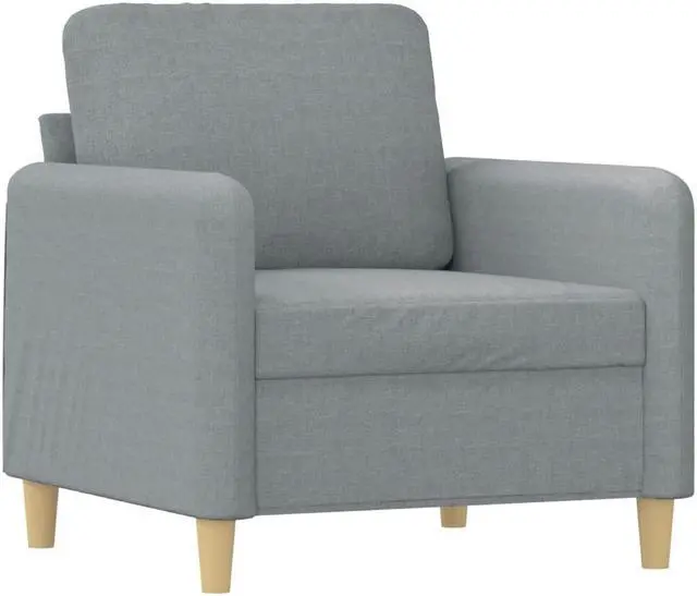 Alt view image 3 of 6 - vidaXL Sofa Chair Accent Single Sofa Chair with Footstool Light Gray Fabric