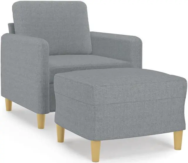 Alt view image 2 of 6 - vidaXL Sofa Chair Accent Single Sofa Chair with Footstool Light Gray Fabric