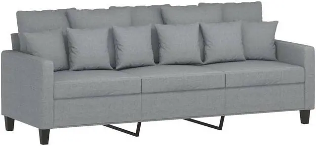 Alt view image 3 of 6 - vidaXL Sofa 3-Seater Couch Sofa Armchair with Footstool Light Gray Fabric