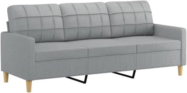 Alt view image 3 of 6 - vidaXL Sofa Upholstered 3-Seater Sofa Couch with Footstool Light Gray Fabric