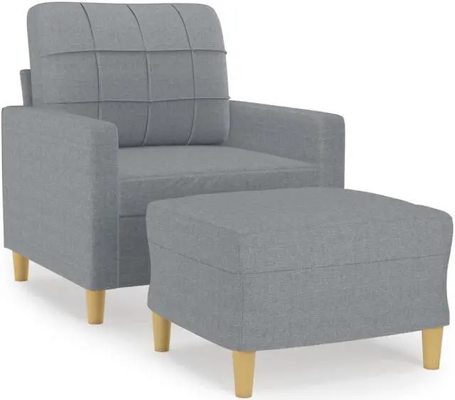 Alt view image 2 of 6 - vidaXL Sofa Chair Accent Single Sofa Chair with Footstool Light Gray Fabric