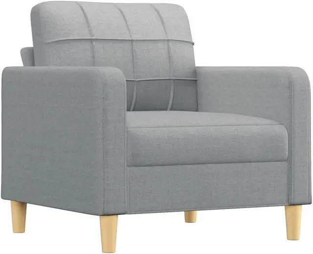 Alt view image 3 of 6 - vidaXL Sofa Chair Accent Single Sofa Chair with Footstool Light Gray Fabric