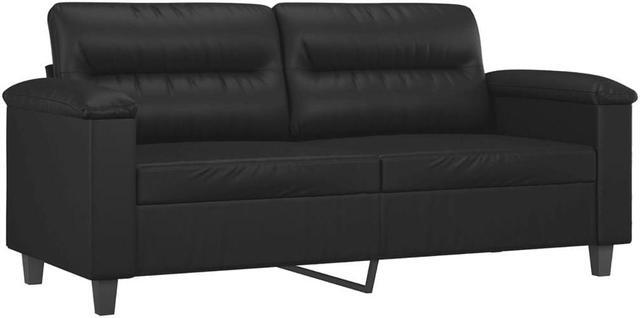 Alt view image 3 of 6 - vidaXL 2-Seater Sofa with Throw Pillows Accent Loveseat Couch Black Faux Leather