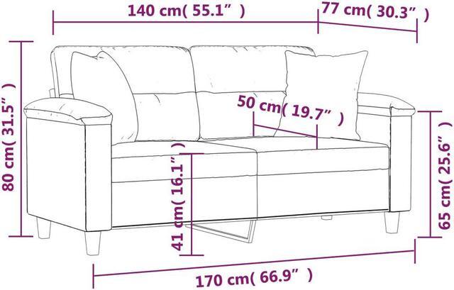 Alt view image 4 of 6 - vidaXL 2-Seater Sofa with Throw Pillows Accent Loveseat Couch Black Faux Leather