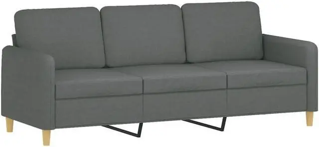 Alt view image 3 of 6 - vidaXL 3-Seater Sofa with Throw Pillows Accent Couch Settee Dark Gray Fabric