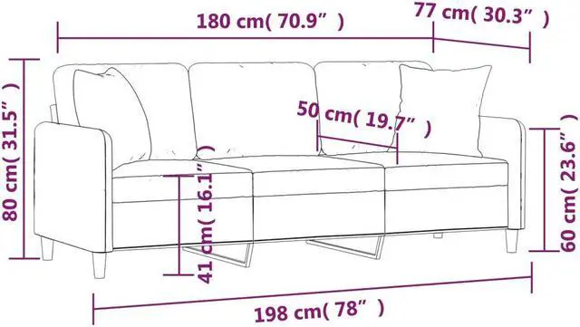 Alt view image 4 of 6 - vidaXL 3-Seater Sofa with Throw Pillows Accent Couch Settee Dark Gray Fabric