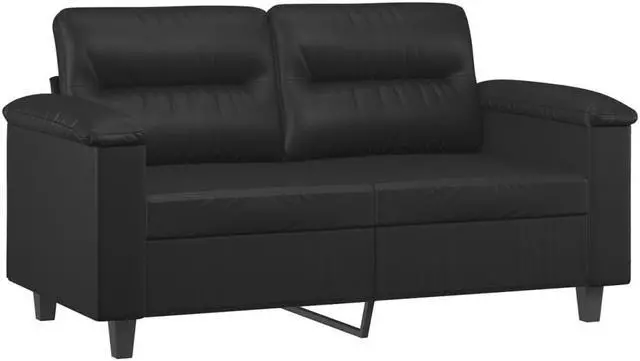 Alt view image 2 of 7 - vidaXL Sofa Accent Loveseat Couch Settee 2 Seater Sofa Black Faux Leather