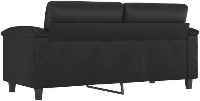 Alt view image 5 of 7 - vidaXL Sofa Accent Loveseat Couch Settee 2 Seater Sofa Black Faux Leather