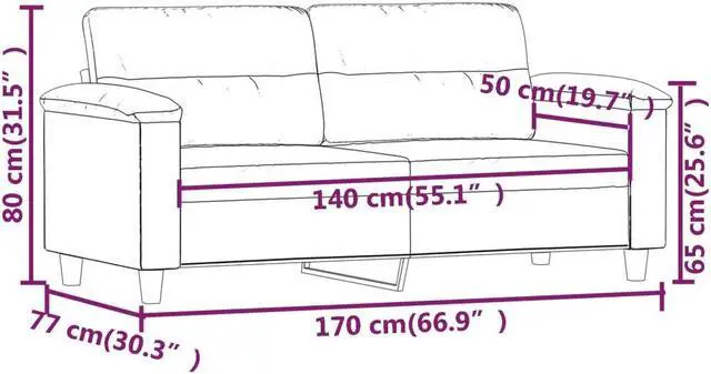 Alt view image 4 of 7 - vidaXL Sofa Accent Loveseat Couch Settee 2 Seater Sofa Black Faux Leather