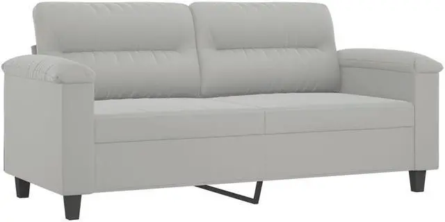 Alt view image 2 of 7 - vidaXL 2-Seater Sofa Loveseat Couch Sofa Settee Light Gray Microfiber Fabric