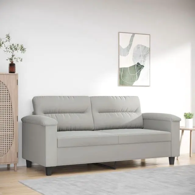 Main image of vidaXL 2-Seater Sofa Loveseat Couch Sofa Settee Light Gray Microfiber Fabric