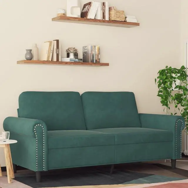 Main image of vidaXL 2-Seater Sofa Accent Loveseat Couch Settee for Office Dark Green Velvet