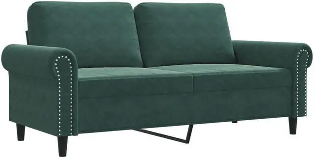 Alt view image 3 of 6 - vidaXL 2-Seater Sofa Accent Loveseat Couch Settee for Office Dark Green Velvet