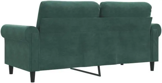 Alt view image 5 of 6 - vidaXL 2-Seater Sofa Accent Loveseat Couch Settee for Office Dark Green Velvet
