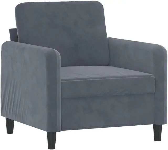 Alt view image 2 of 7 - vidaXL Sofa Chair Accent Upholstered Single Sofa Armchair Dark Gray Velvet