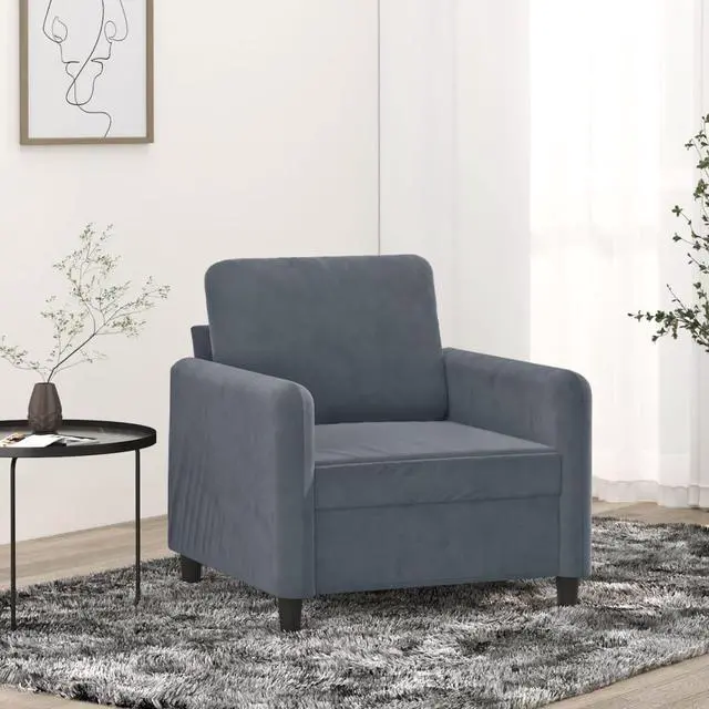 Main image of vidaXL Sofa Chair Accent Upholstered Single Sofa Armchair Dark Gray Velvet