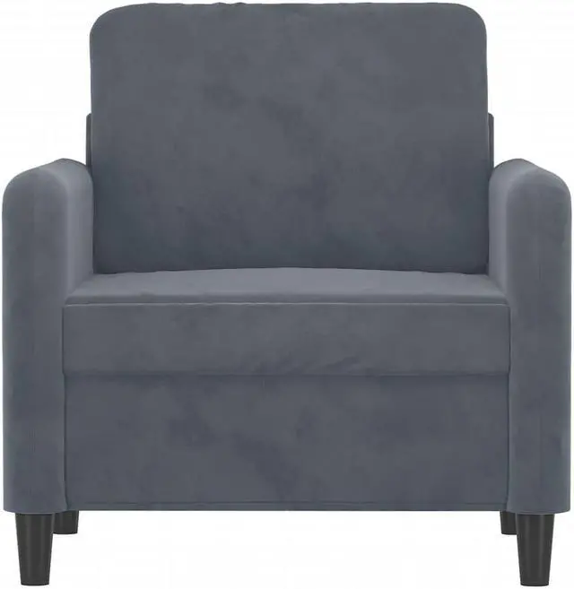Alt view image 3 of 7 - vidaXL Sofa Chair Accent Upholstered Single Sofa Armchair Dark Gray Velvet
