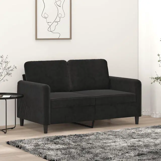 Main image of vidaXL Sofa Accent Loveseat Couch 2 Seater Sofa Living Room Seating Black Velvet