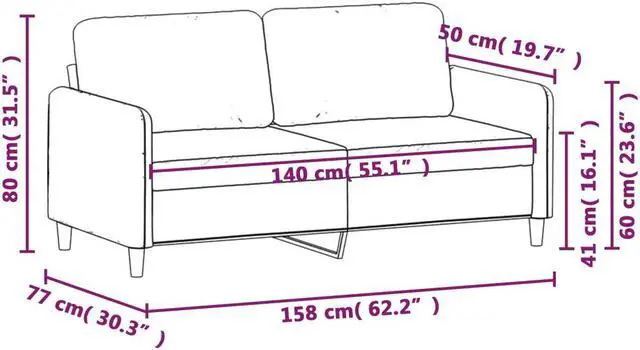 Alt view image 4 of 7 - vidaXL Sofa Accent Loveseat Couch Sofa Living Room Seating Light Gray Velvet