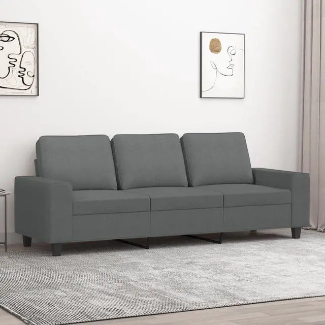 Main image of vidaXL 3-Seater Sofa Accent Upholstered Couch Sofa Armchair Dark Gray Fabric