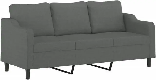 Alt view image 2 of 7 - vidaXL Sofa Accent Upholstered 3-Seater Couch Sofa Armchair Dark Gray Fabric