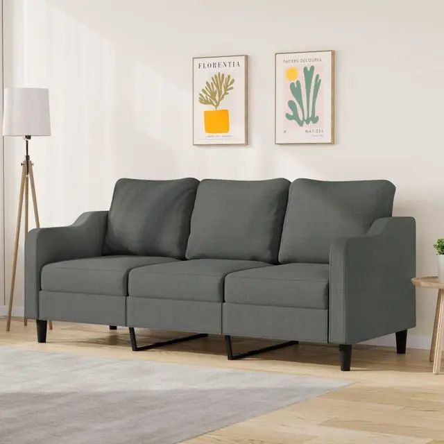 Main image of vidaXL Sofa Accent Upholstered 3-Seater Couch Sofa Armchair Dark Gray Fabric