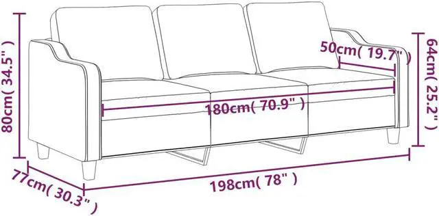 Alt view image 4 of 7 - vidaXL Sofa Accent Upholstered 3-Seater Couch Sofa Armchair Dark Gray Fabric