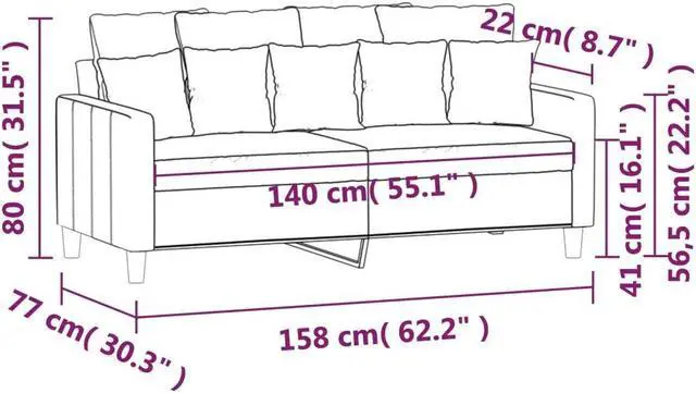 Alt view image 4 of 7 - vidaXL Sofa Accent Loveseat Couch Sofa Living Room Seating Dark Gray Velvet