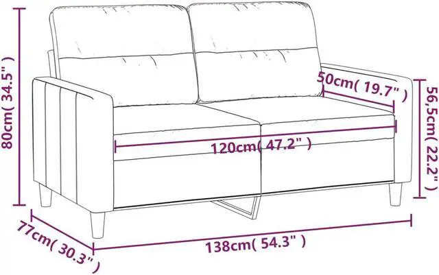 Alt view image 4 of 7 - vidaXL Sofa Accent Loveseat Couch Sofa Living Room Seating Light Gray Fabric