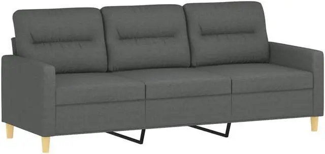 Alt view image 2 of 7 - vidaXL Sofa Upholstered 3-Seater Sofa Couch for Living Room Dark Gray Fabric