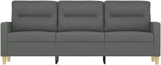Alt view image 3 of 7 - vidaXL Sofa Upholstered 3-Seater Sofa Couch for Living Room Dark Gray Fabric