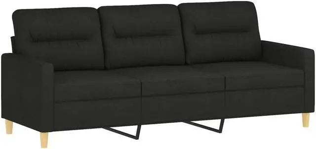 Alt view image 2 of 7 - vidaXL Sofa Accent Upholstered 3-Seater Sofa Couch for Living Room Black Fabric