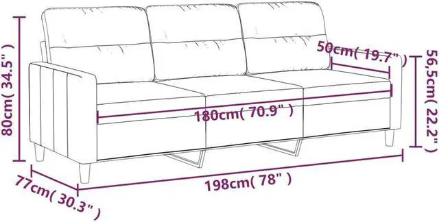 Alt view image 4 of 7 - vidaXL Sofa Accent Upholstered 3-Seater Sofa Couch for Living Room Black Fabric