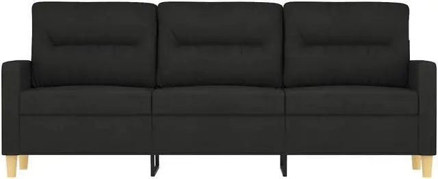 Alt view image 3 of 7 - vidaXL Sofa Accent Upholstered 3-Seater Sofa Couch for Living Room Black Fabric
