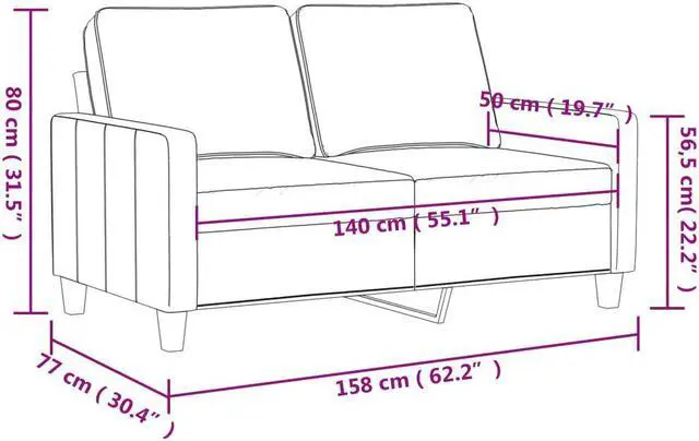 Alt view image 4 of 7 - vidaXL Sofa Loveseat Couch Sofa Settee with Throw Pillows Light Gray Velvet